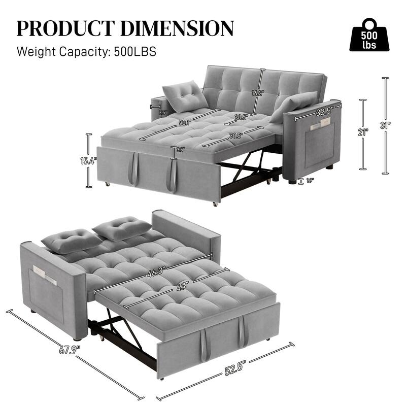 Ouyessir 3 in 1 Multi-Functional Convertible Sleeper Sofa Bed