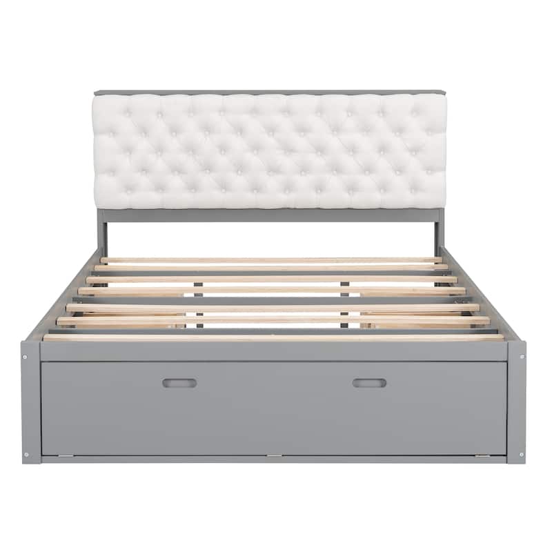 Wood Queen Size Platform Bed with Storage Headboard & shoe rack and 4 drawers
