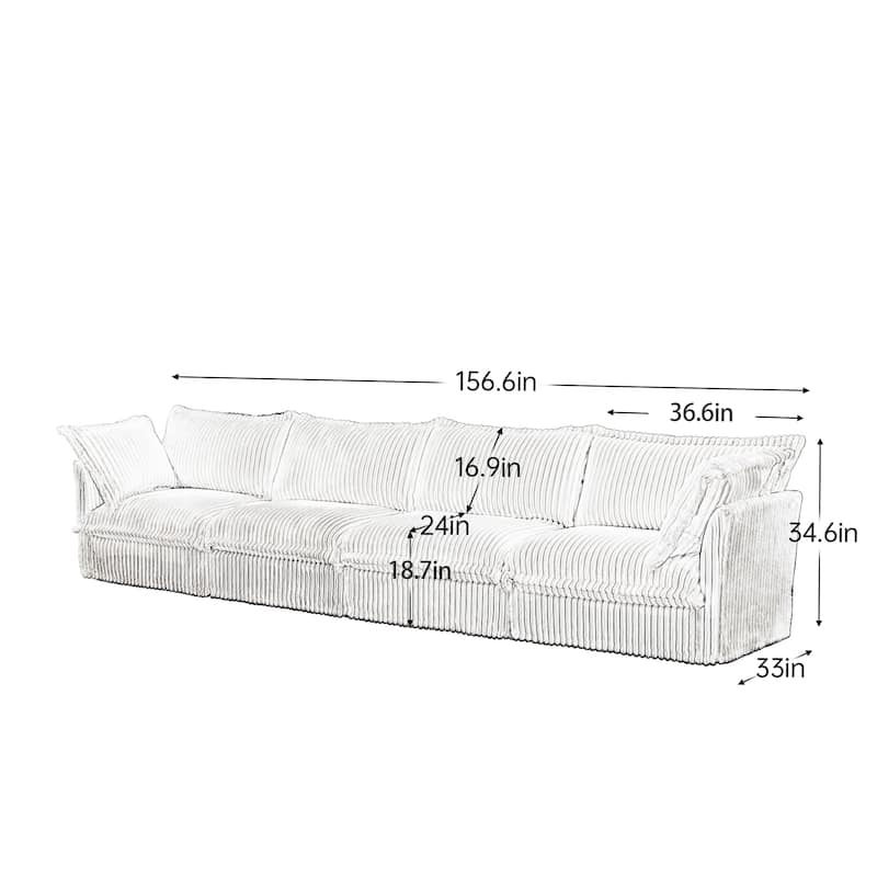 156.6" Corduroy 5-Seater Sofa Deep for living room and bedroom