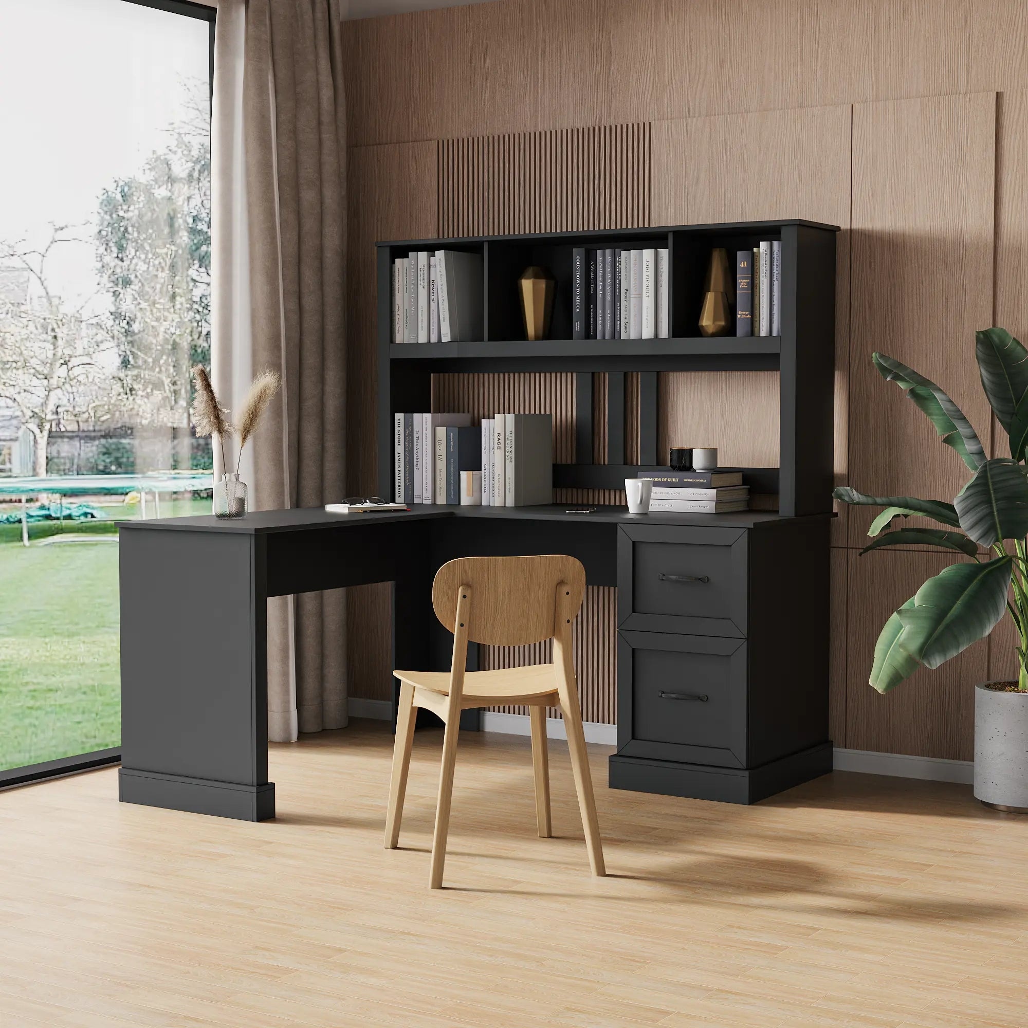 Computer Desk for Home Improvement MDF Durable Material Black