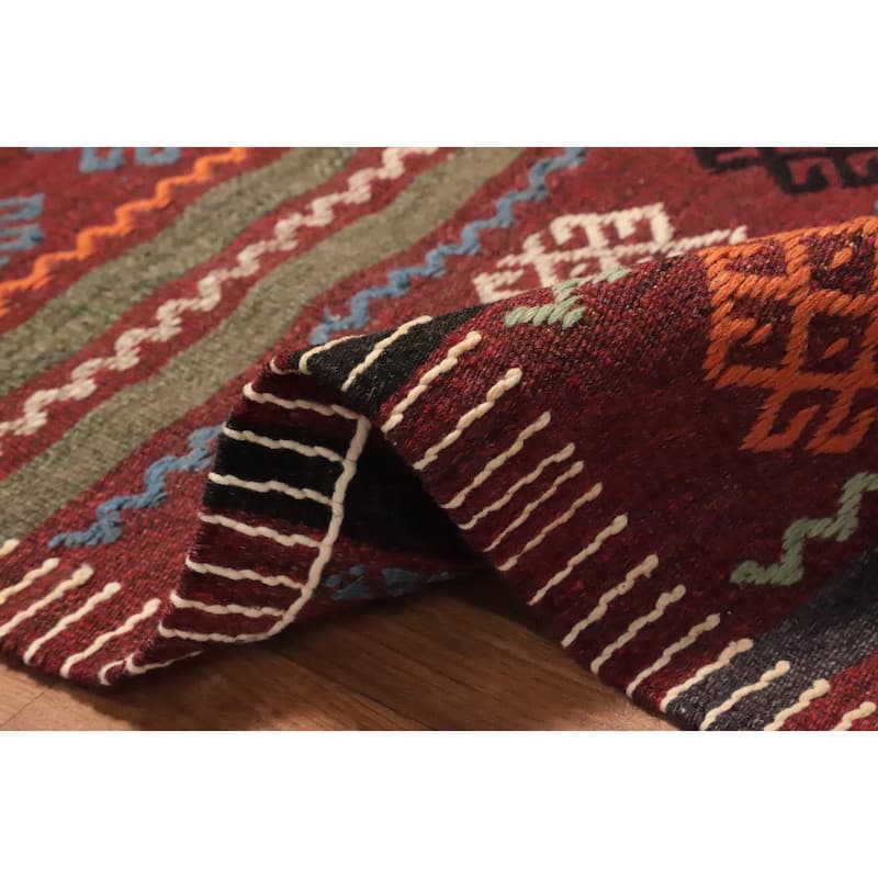 Hand Woven Oriental 100% Wool Carpet Southwestern Tribal Multi-Colored Kilim Area Rug - 10' 2'' X 6' 4''
