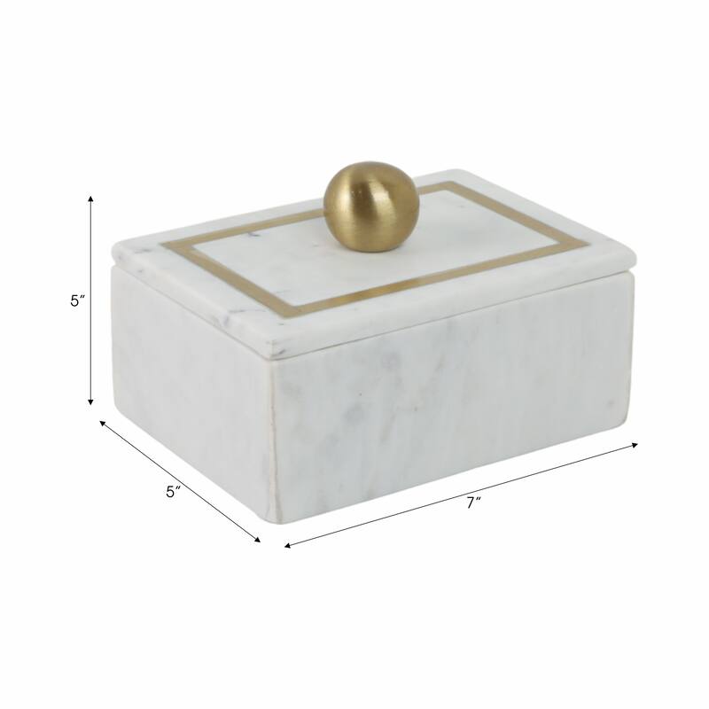 Decorative Box Marble Stone Metal Brass Modern Storage Container with Removable Lid