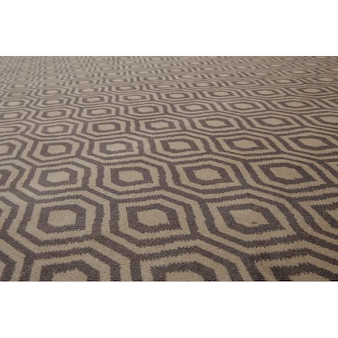 Hand Knotted Honeycomb design Geometric pattern Full Pile Oriental Wool Contemporary Oriental Area Rug (9x12) - 9' x 12'