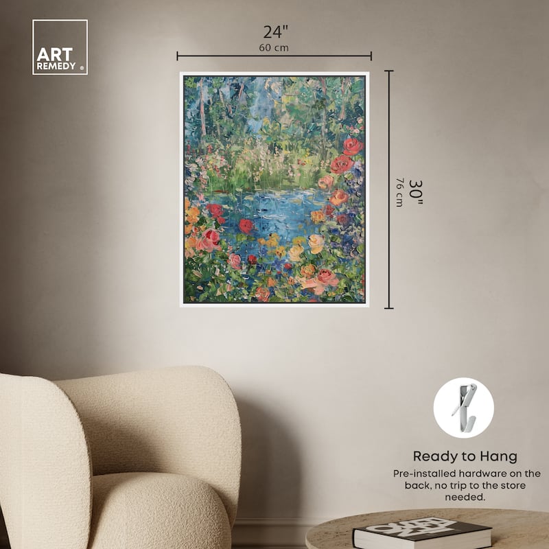 Art Remedy Serene Escape Framed Impressionism 1 Piece Canvas Wall Art /Monet And Van Gogh Inspired Art