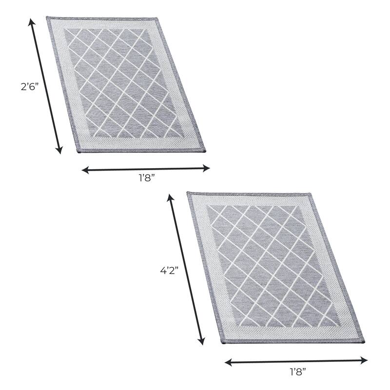 Linery & Co. Machine Washable Slip Resistant Bordered 2 Pack Accent Rugs