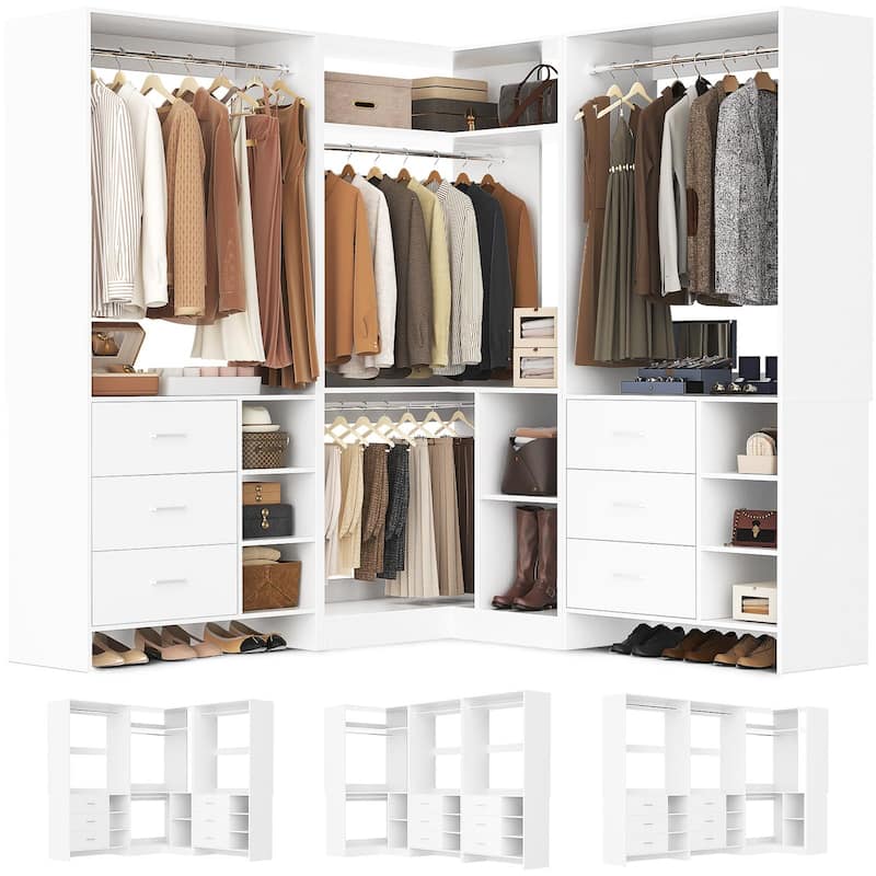 Cimly Set of 3 Freestanding Corner Closet System, Space-saving Closet Organizer for Walk-in/ Reach-in Closet