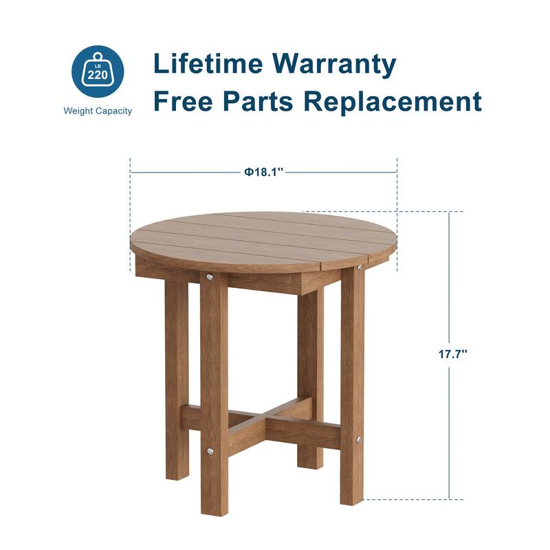 HDPE Outdoor Side Table, 220 lbs All-weather Patio End Table