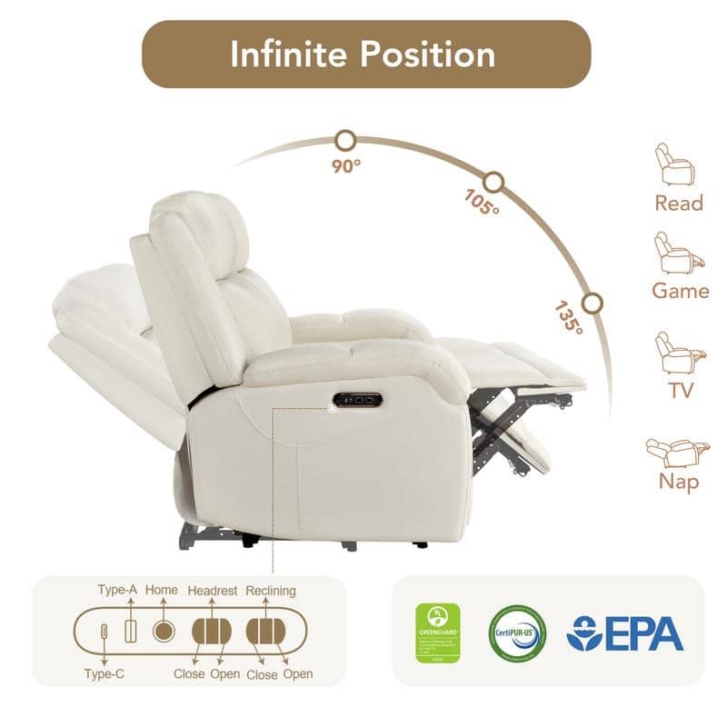 Spruce & Spring Hadlee Genuine leather Reclining Sofa with Multi-Function Console.