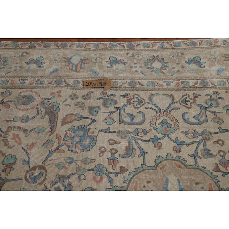 Traditional Tabriz Persian Rug Handmade Beige Wool Carpet - 9'2"x 12'4"