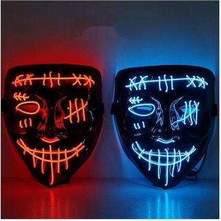 2PACK Halloween Purge Masks Halloween Scary Mask Led Light Up Masks for ...