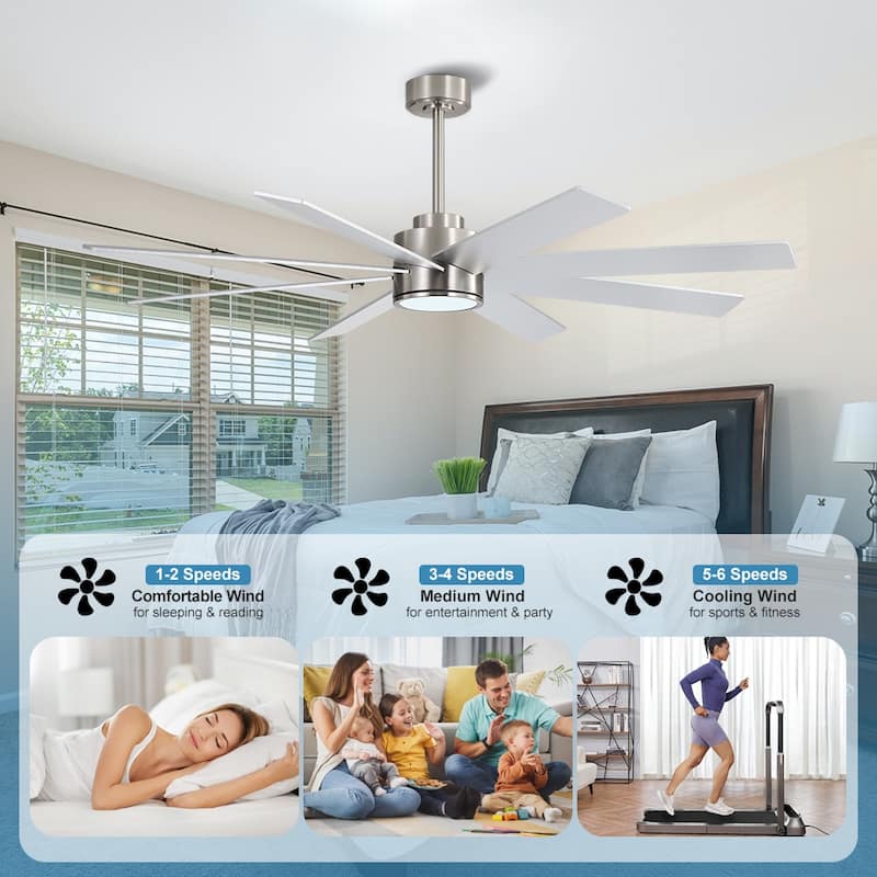 MLiAN 72 in. 8 Plywood Blades Indoor LED Ceiling Fan With Remote......