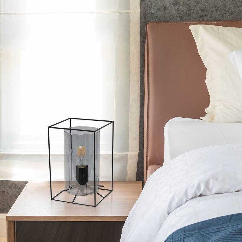 Lalia Home Framed Table Lamp with Clear Cylinder Glass Shade