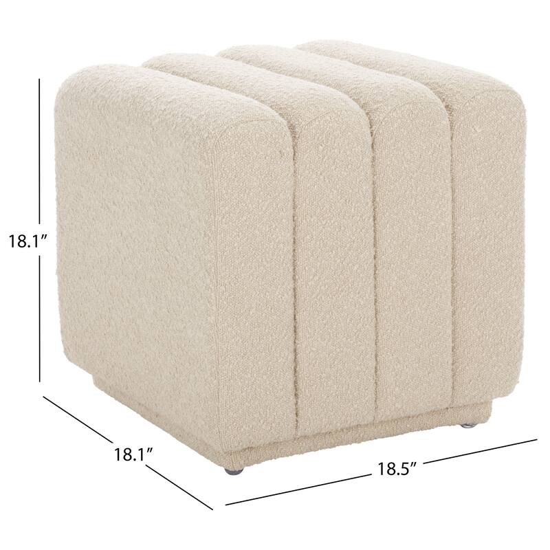 SAFAVIEH Joseph Upholstered Channel Tufted Square Ottoman, Fully Assembled