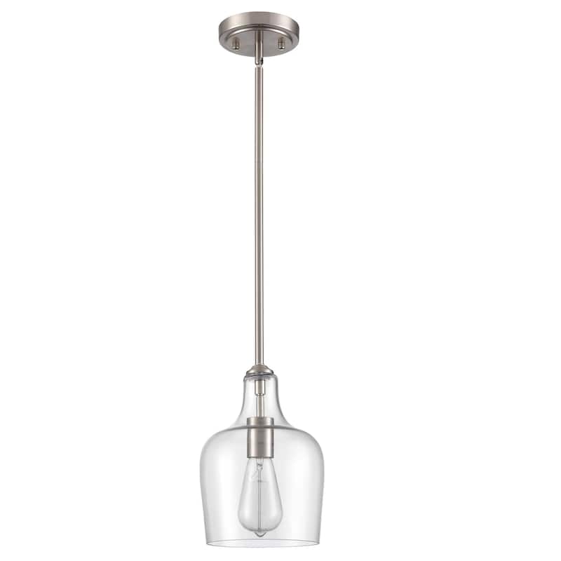 Rieti Modern Rod-Hung Pendant Light w/ Clear Glass Shade, 1-Light