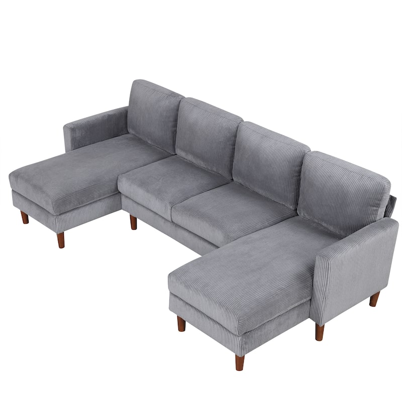 Grey 103" Versatile U-Shaped 4-Seat Sofa with 2 Chaises