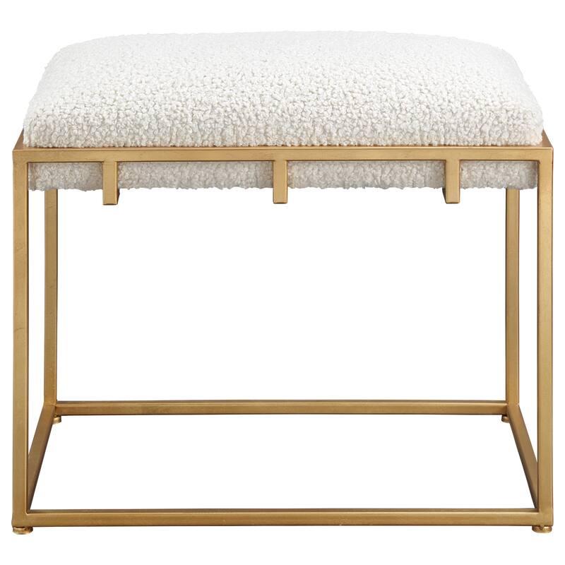Uttermost Paradox Gold and White Small Shearling Bench