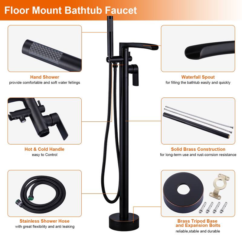 WOWOW Single Handle Freestanding Tub Faucet with Hand Shower