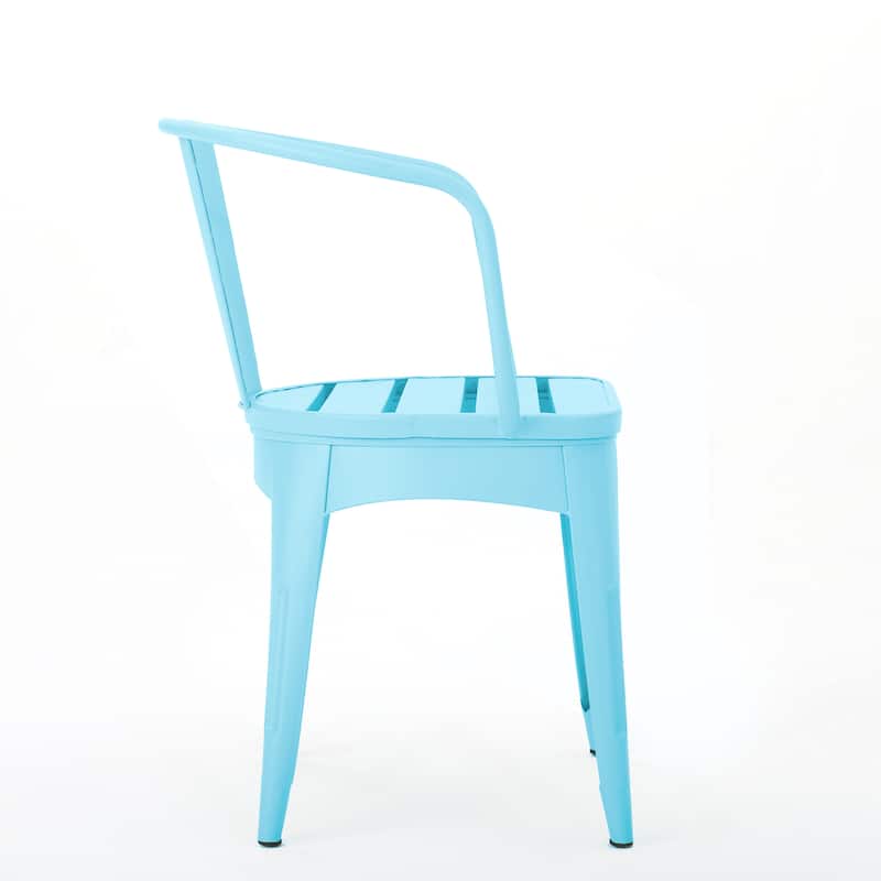 Roomfitters 3-Piece Outdoor Bistro Set Metal Patio Dining Furniture with Round Table and 2 Chairs, Light Blue