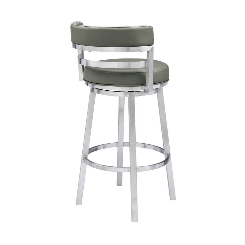 Madrid Modern Swivel Bar Stool, Upholstered Counter Height Chair with Metal Frame
