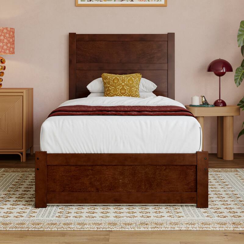 Aveline Wood Platform Bed with Matching Footboard & Trundle