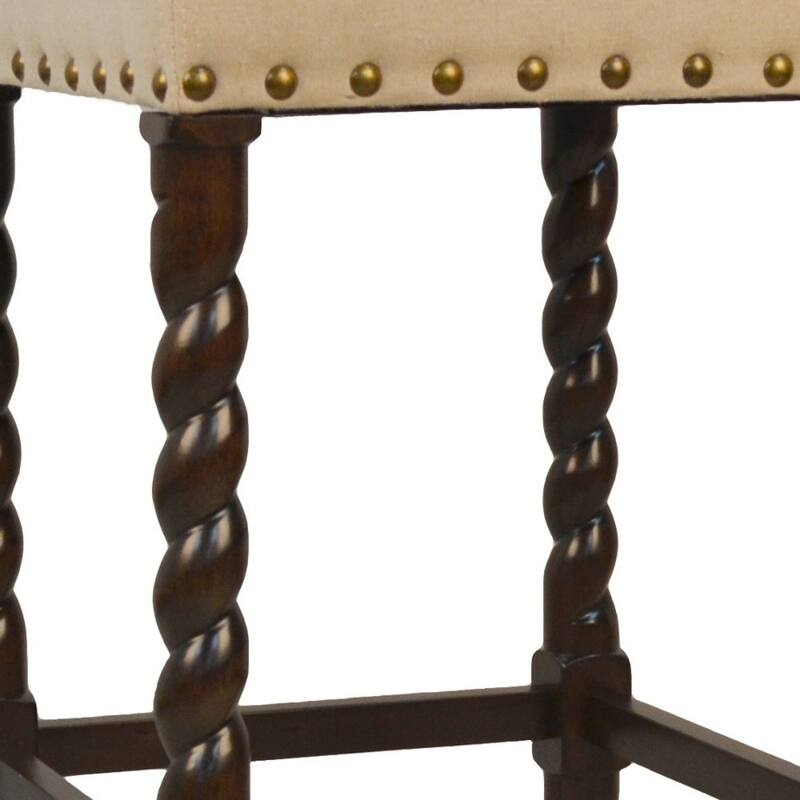 Backless Upholstered Square Seat Bar Stool with Nailhead Trim and Solid Wood Frame for Kitchen Bar Island