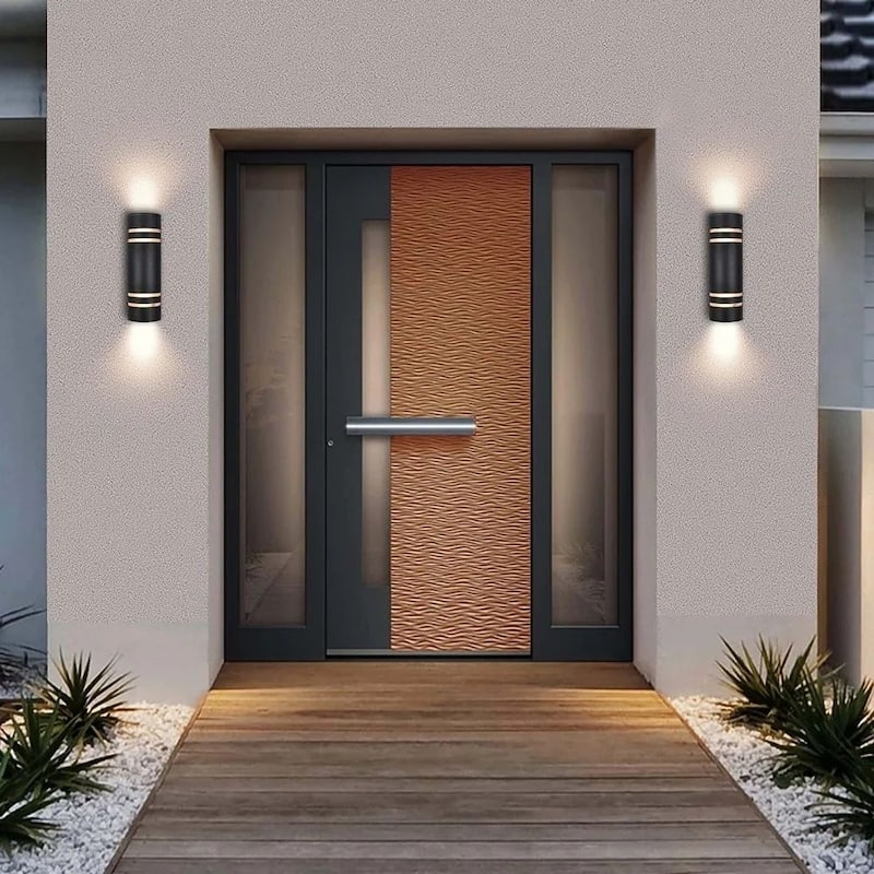 2-Light Industrial Vintage Black Linear Cylinder Wall Lights Waterproof IP54 Lantern Outdoor Wall Sconces