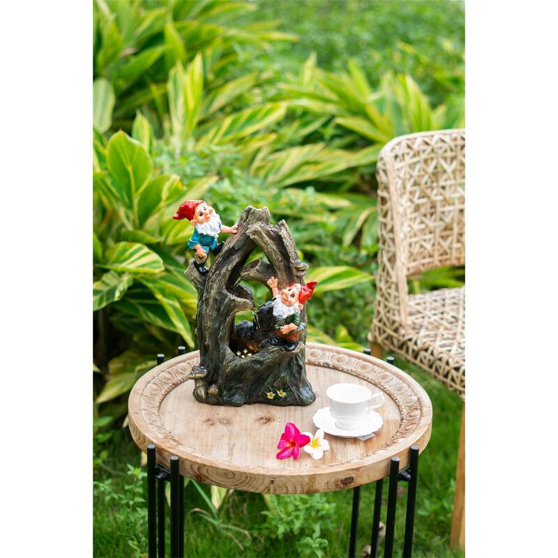 Decorative Woodland Gnome Water Fountain with LED Light