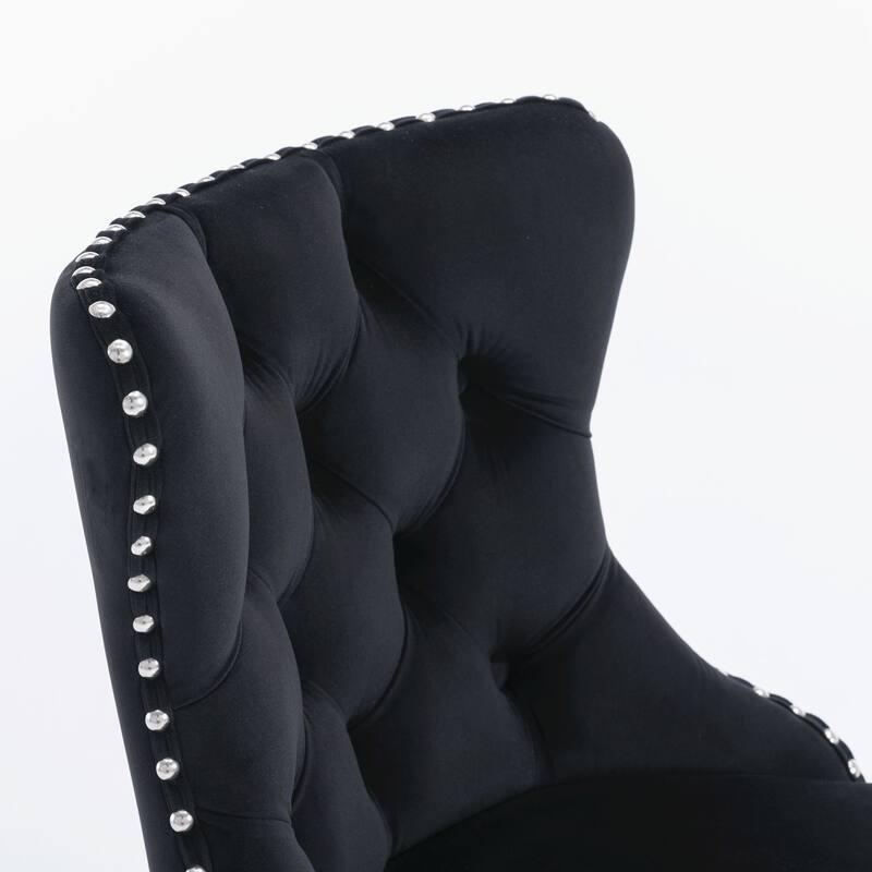 GDF Studio - Modern Upholstered Swivel Velvet Bar Stools with Adjustable Seat Height and Tufted Back (Set of 2)