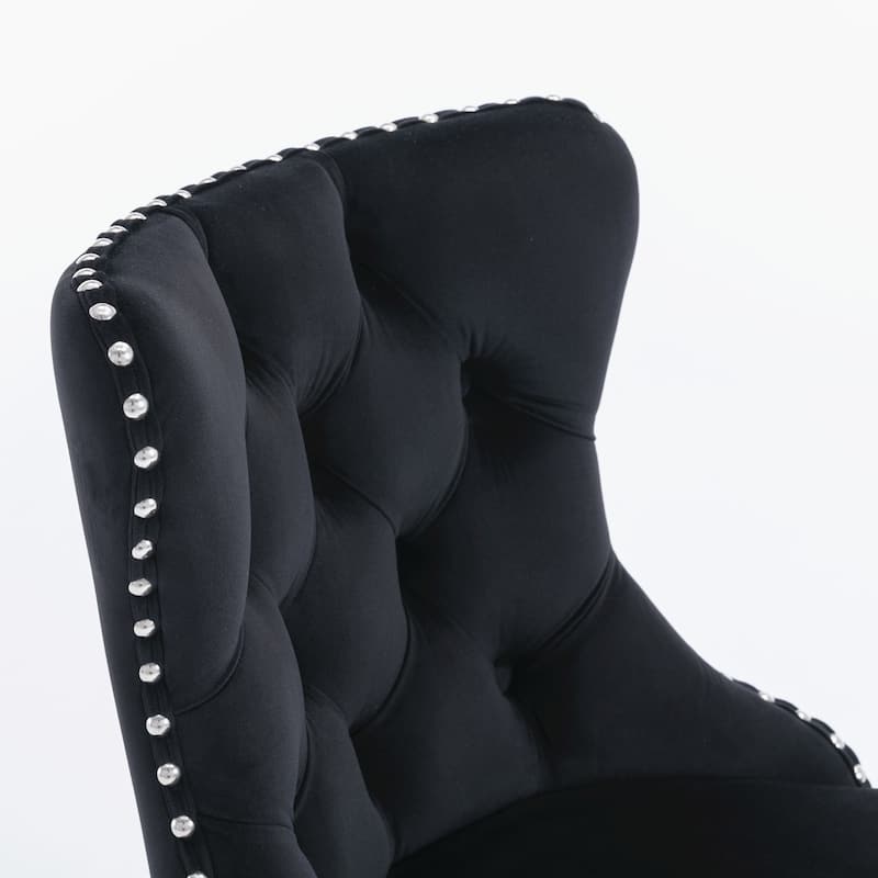 Ostweer Furniture Classic Velvet Upholstered Swivel Barstools Black Set of 2