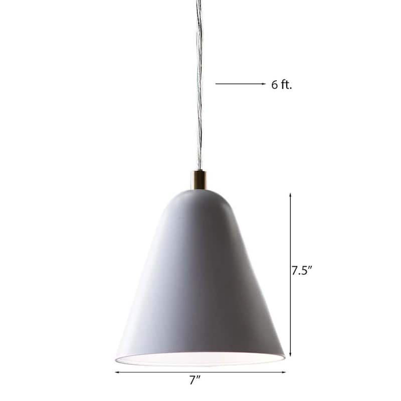 MoDRN 7"W 1-Light Scandinavian Mini-Pendant Light Fixture, White Metal Finish