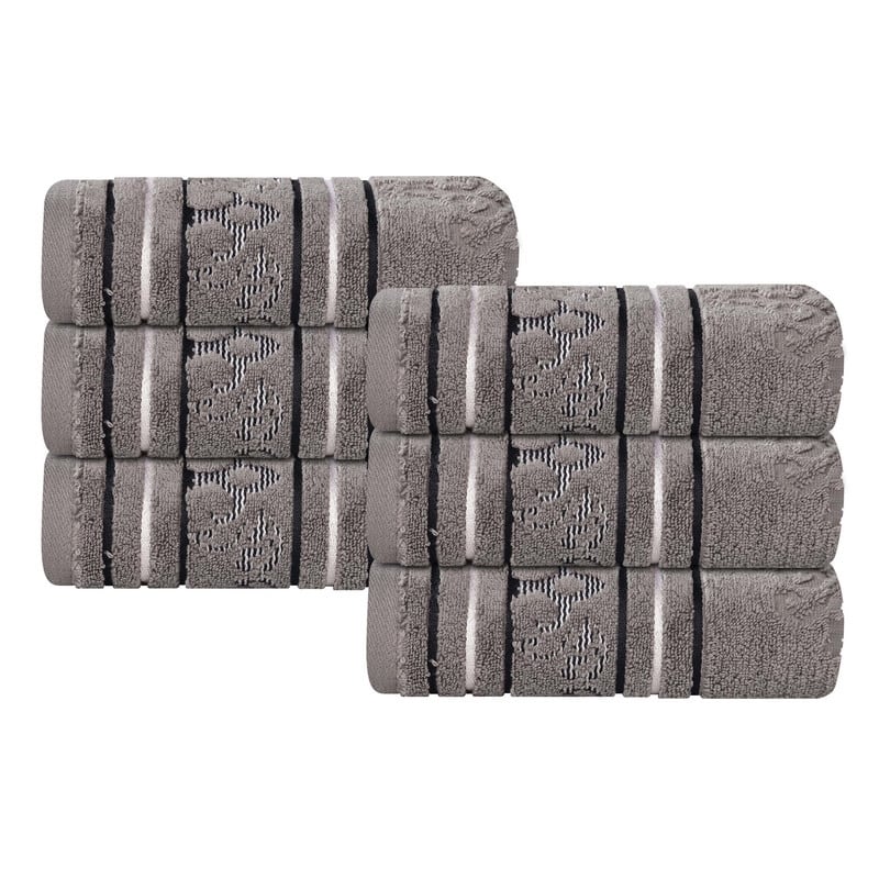 Superior Sadie Zero Twist Cotton Jacquard Hand Towel, Set of 6