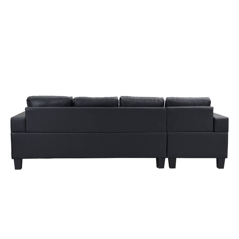 Leather Sectional Sofa L Shape Chaise Lounge with Cupholder & Ottoman