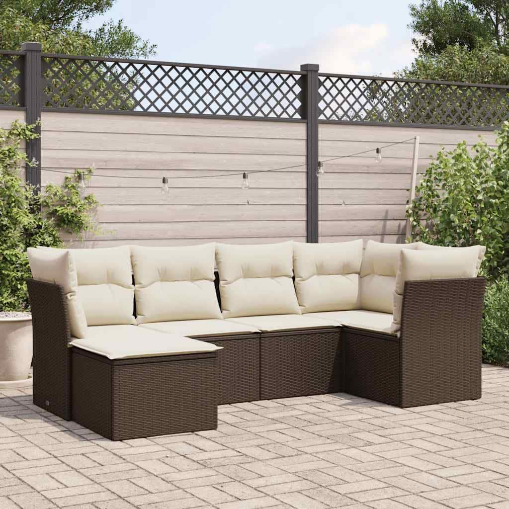 vidaXL Garden Sofa Set Brown, Cream White - 21.7 x 21.7 x 14.6