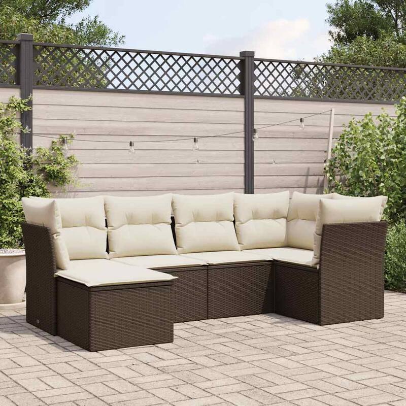 vidaXL Garden Sofa Set Brown, Cream White - 21.7 x 21.7 x 14.6