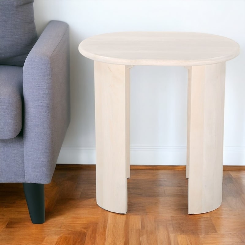 HomeRoots 24" Natural Solid Wood Oval End Table - 24' X '23.6' X '19 - Brown - Wood