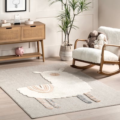 Nuloom Gracelynn High-Low Llamas Kids Area Rug