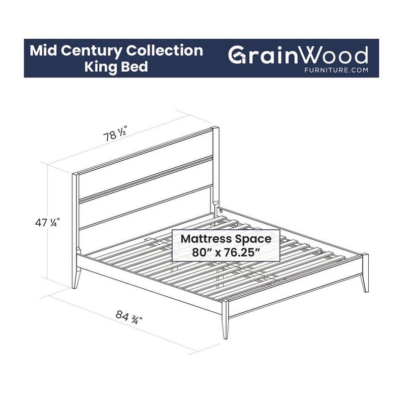 Grain Wood Furniture Mid Century Panel Bed