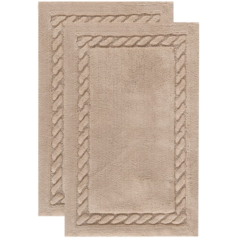SAFAVIEH Andra Plush Master Cable Plush Linen Bath Rug (Set of 2) - 1'9" x 2'10"