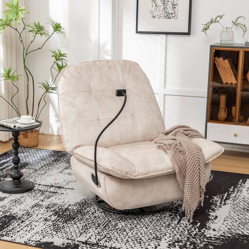 Gold-Stamped Velvet Multi-Function Recliner with Swivel, Glide & Phone Holder - Oversized Comfort for Living Room, Bedroom