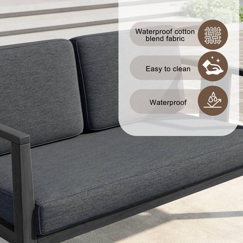 6-Piece Outdoor Furniture Solid Teak Patio Conversation Set with Table