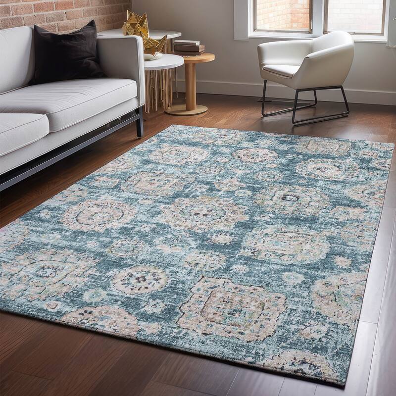 Premium Washable Super Soft Vintage Traditional Mayfield Rug - Teal - 5' x 7' 6" - Rectangle