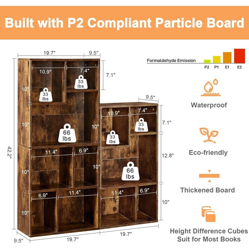 VECELO Wide Wood Organizer Bookcase Sets