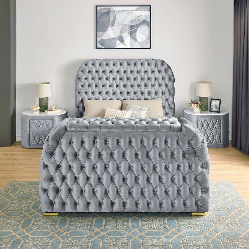 1pc Black Nightstand Upholstery Fabric Marble Top Two Storage Drawers Wooden Bedroom Furniture Oval Black