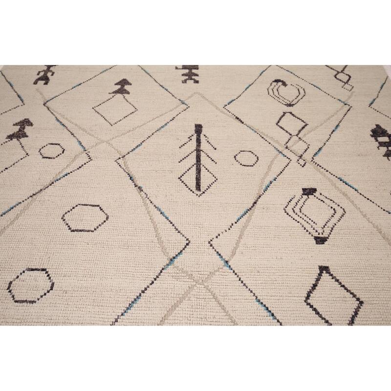 Moroccan Abstract Area Rug Handmade Wool Carpet - 7'11" x 11'6"