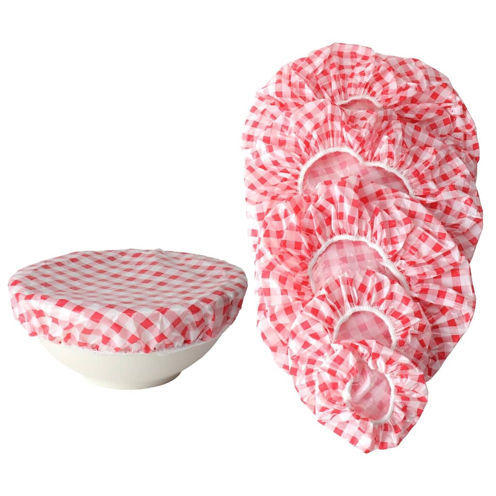 Chef Craft 6-Piece Red & White Checkered Select Bowl Cover Set