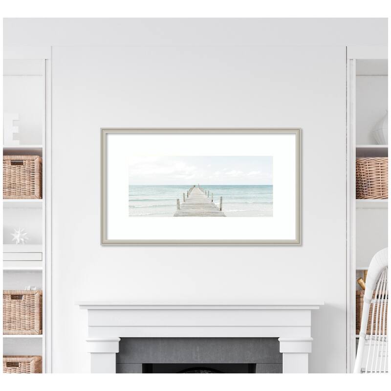 Kate and Laurel Wooden Pier On The Beach by Amy Peterson Framed Wall Art Print