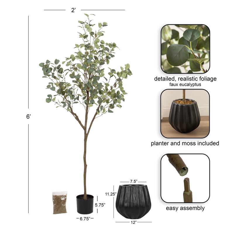 Kate and Laurel Eudora Faux Eucalyptus Tree