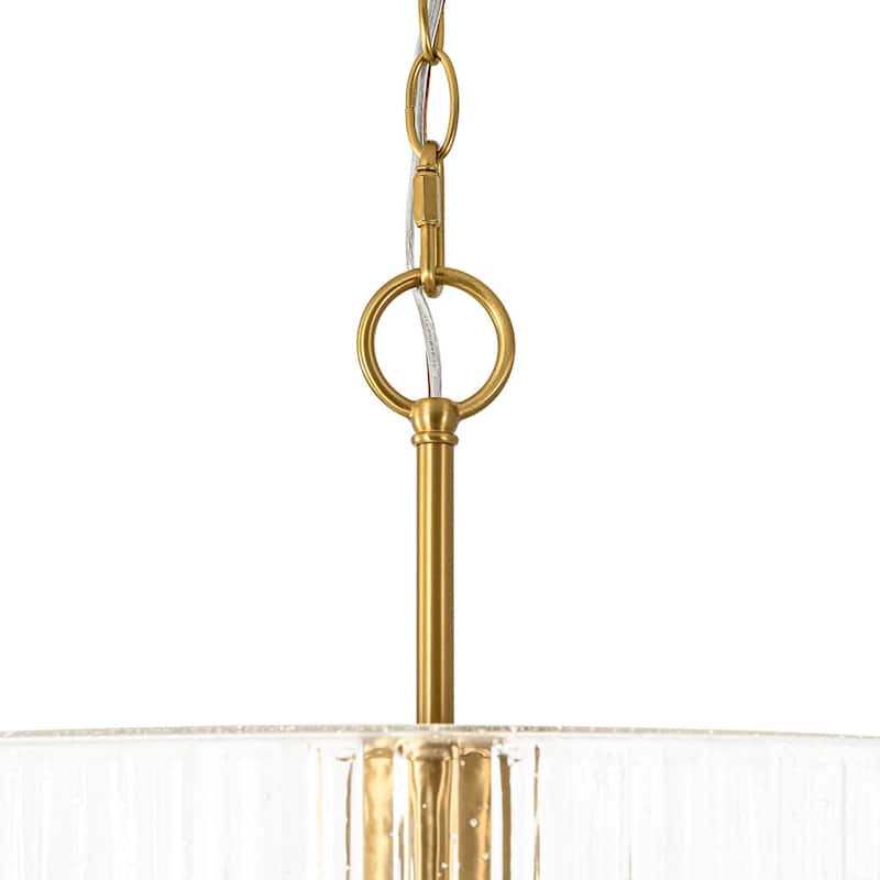 1-Light Clear Embossed Seeded Glass Drum Semi Flush Mount / Pendant