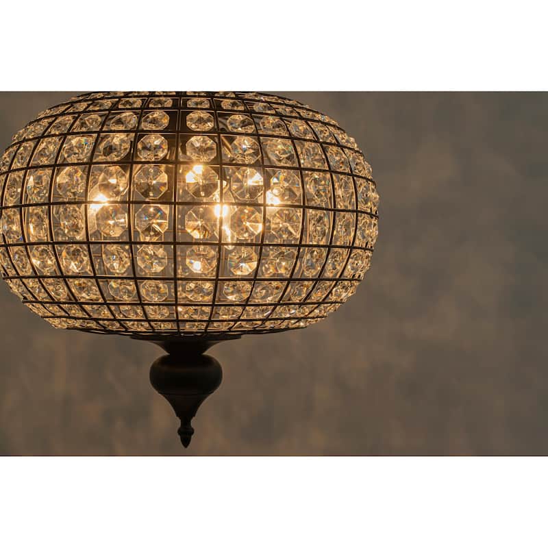 Retro French 4/5-Light Antique Brass Globe Crystal Chandelier for Living/Dining Room