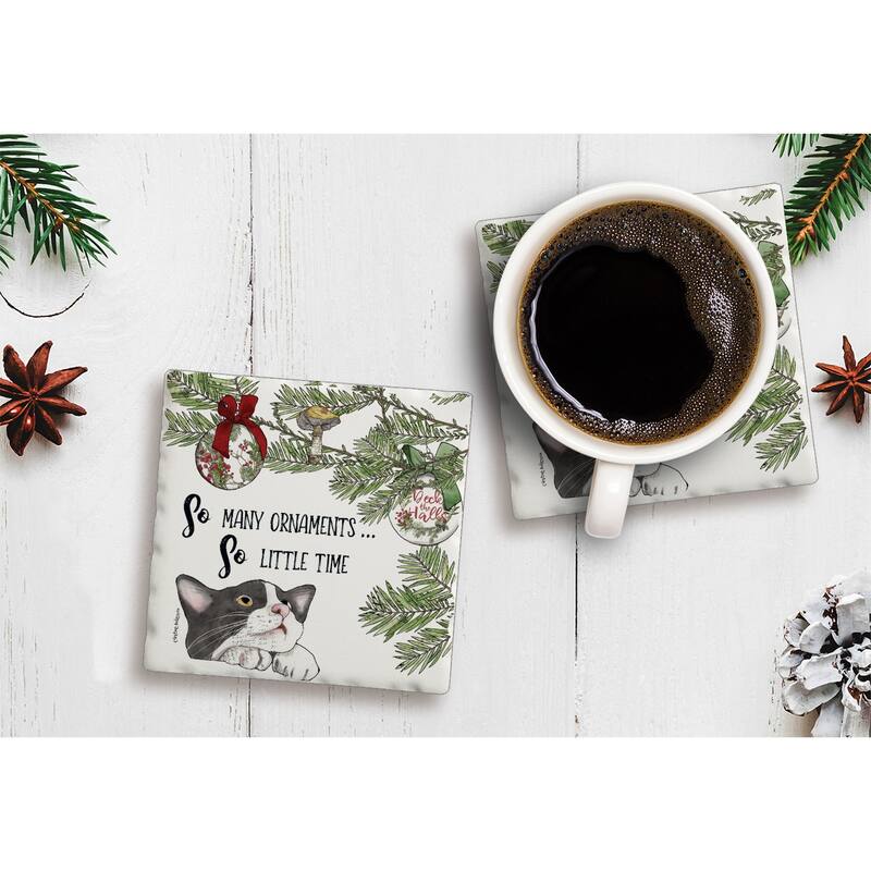 Counterart Absorbent Stone Coasters - So Little Time - Set of 4 - 4x4x1.541
